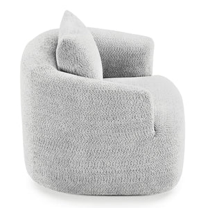 360° Swivel Barrel Sofa Chair With Throw Pillow, Upholstered Accent Chair