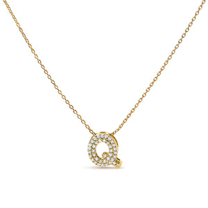 10K White Gold Diamond Accent "A" Initial Bubble Pendant Necklace