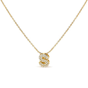 10K White Gold Diamond Accent "A" Initial Bubble Pendant Necklace