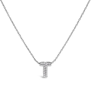 10K White Gold Diamond Accent "A" Initial Bubble Pendant Necklace