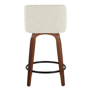 Toriano - Contemporary Fixed Height Counter Stool Swivel With Round Footrest (Set of 2)