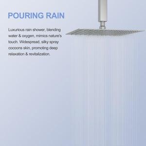 Modern 10" Square Rainfall Shower Head & Stainless Steel Wall Or Ceiling Mount Luxury Spa Shower Panel