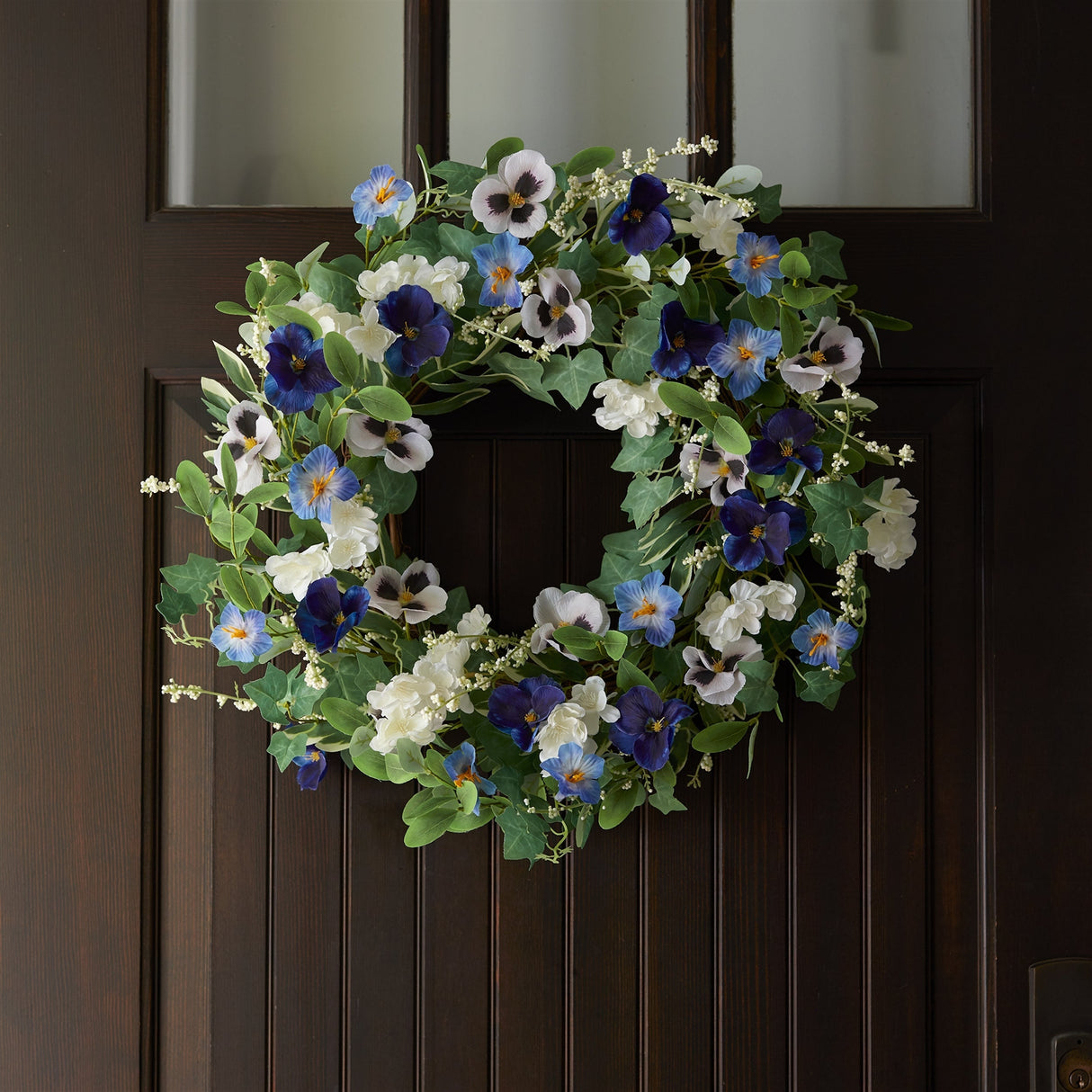 Mixed Petunia Pansy Floral Wreath 22"D