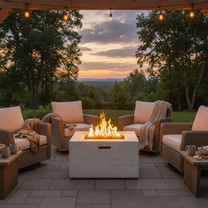 U_Style MGO Outdoor Square Fire Pit with Steel Burner