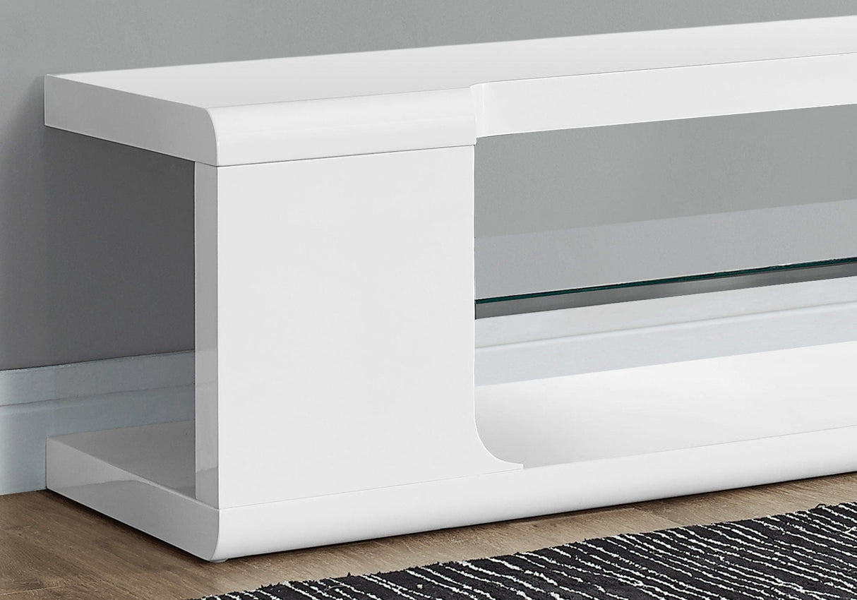 TV Stand, Console, Media Entertainment Center, Storage Shelves, Glossy Contemporary & Modern - White - Best Buy Furniture