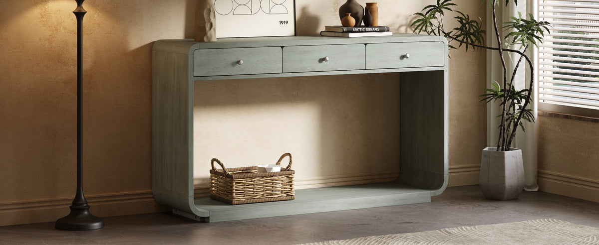 Antique-Style Console Table with 3 Storage Drawers