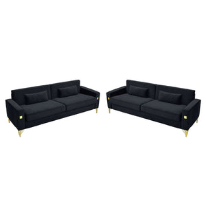 Black Velvet 2-Piece Sofa Set