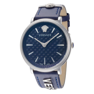 Versace Women's V-Circle Swiss Made Quartz Leather Strap Watch