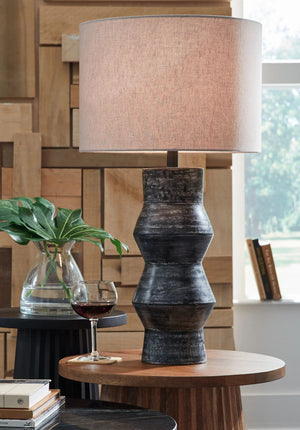 Kerbert - Terracotta Table Lamp - Distressed Black - Best Buy Furniture