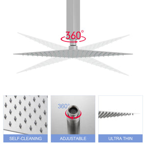 Modern 10" Square Rainfall Shower Head & Stainless Steel Wall Or Ceiling Mount Luxury Spa Shower Panel