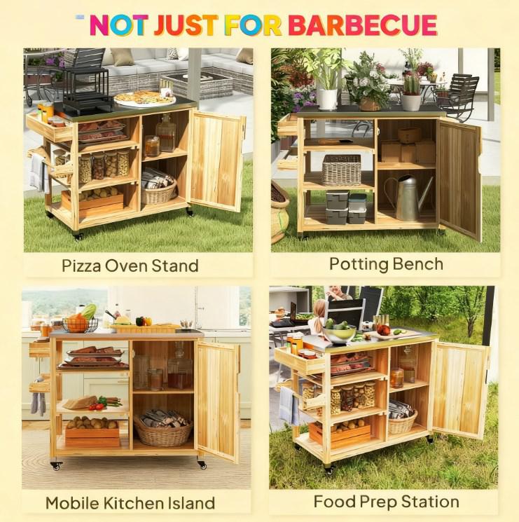 Versatile Storage Cabinets with Stainless Steel Top and Wheels