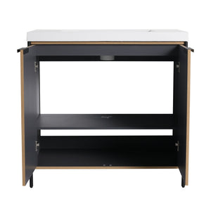Modern Freestanding Bathroom Vanity With Resin Sink & Soft Close Cabinet Doors