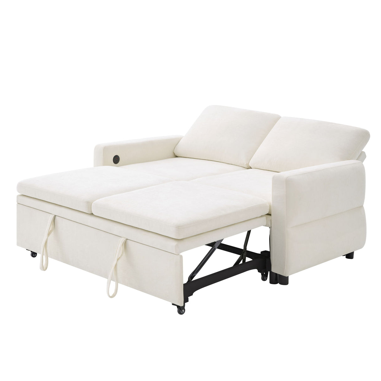 Convertible Sofa Bed Loveseat With Adjustable Backrest And USB Ports