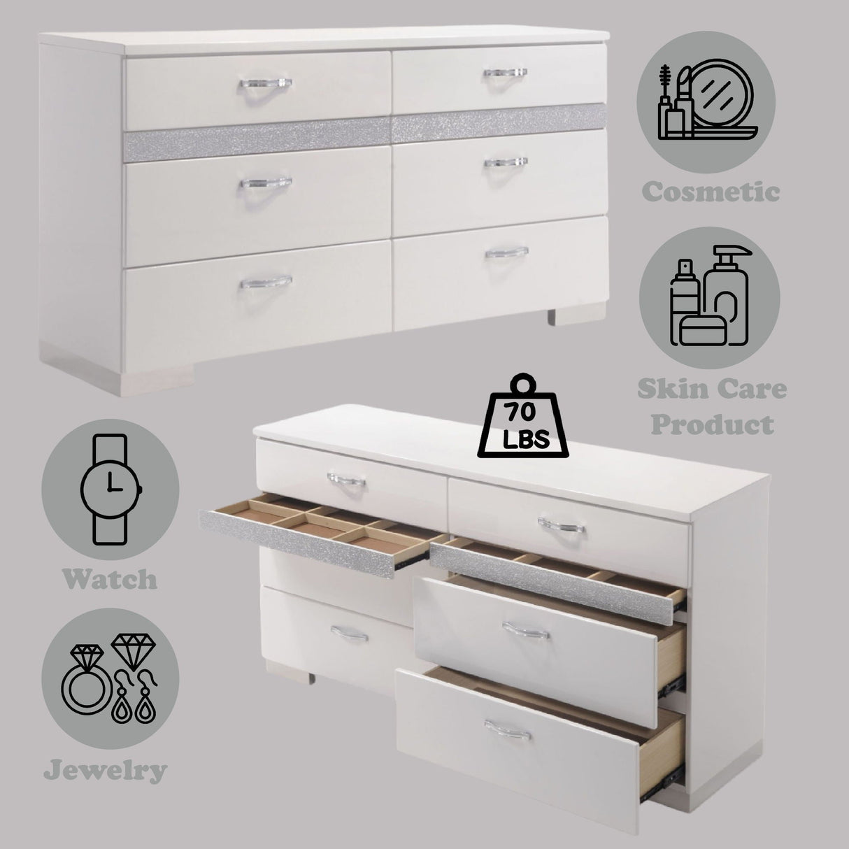 Naima II - Dresser - White - Best Buy Furniture
