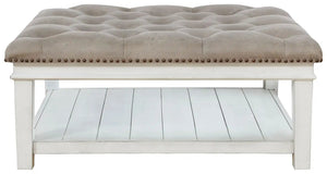 Kanwyn - Uph Ottoman Cocktail Table - Whitewash - Best Buy Furniture