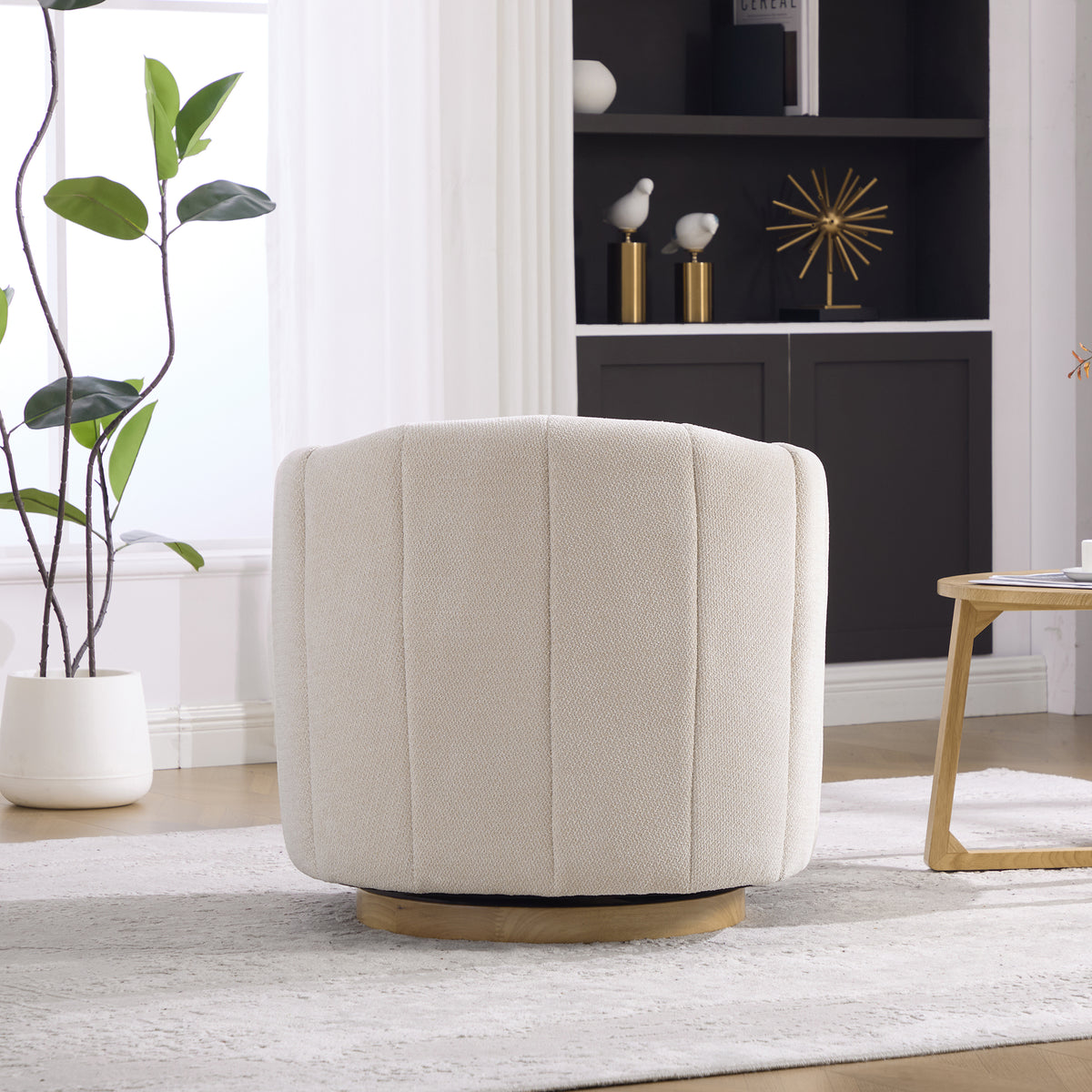 Upholstered Chenille Swivel Barrel Chair