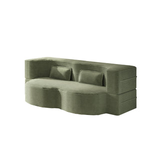 Modern Floor Sofa With 2 Pillows, Convertible Twin Size Folding Mattress For Living Room