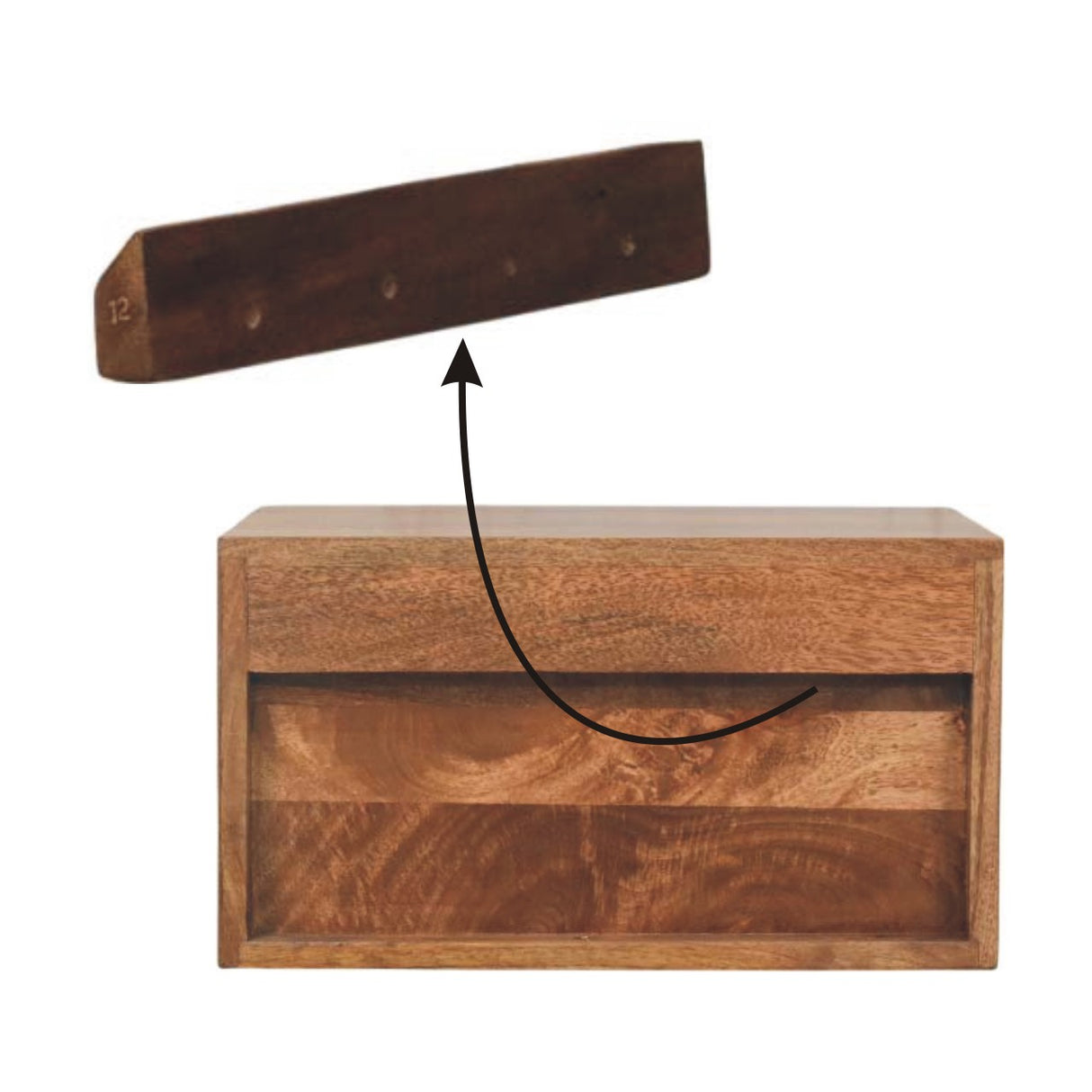 Solid Wood Arno Wall-Mounted Nightstand in Golden Teak