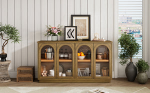 TREXM 4-Door Large Storage Buffet Cabinet with Glass Doors