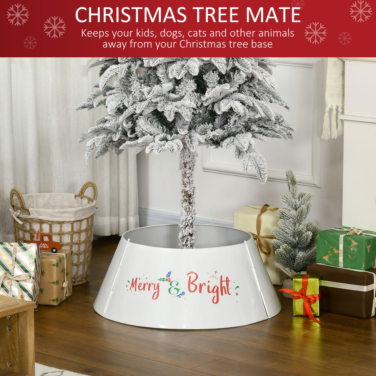 HOMCOM 26 Inch Christmas Tree Collar Ring, Stand Cover for Decor