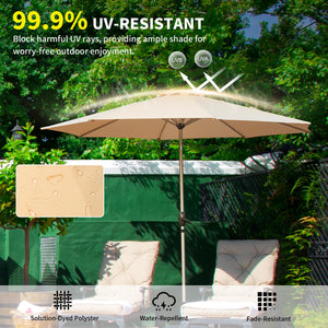 10FT Patio Umbrella with Push Button Tilt and Crank - Beige