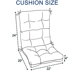 2 Piece High Back Patio Chair Cushion Set