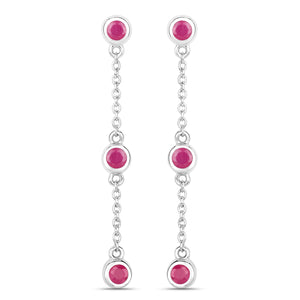 0.78 Carat Genuine Ruby .925 Sterling Silver Earrings