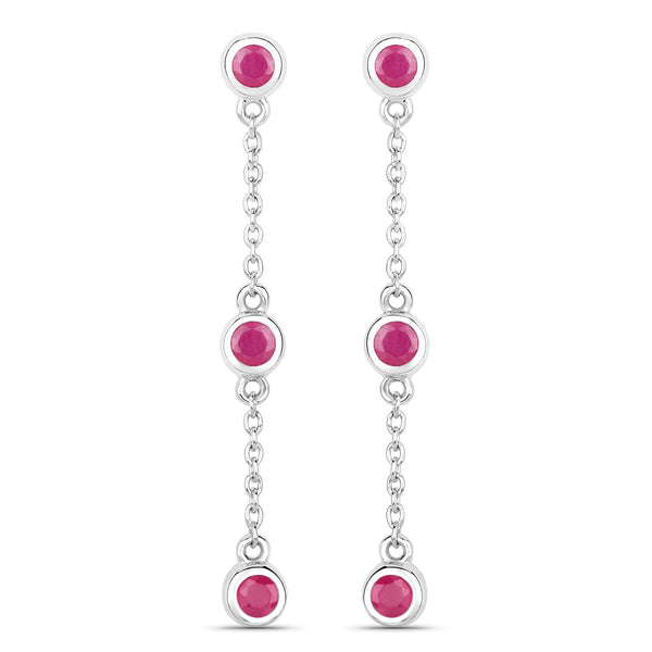 0.78 Carat Genuine Ruby .925 Sterling Silver Earrings