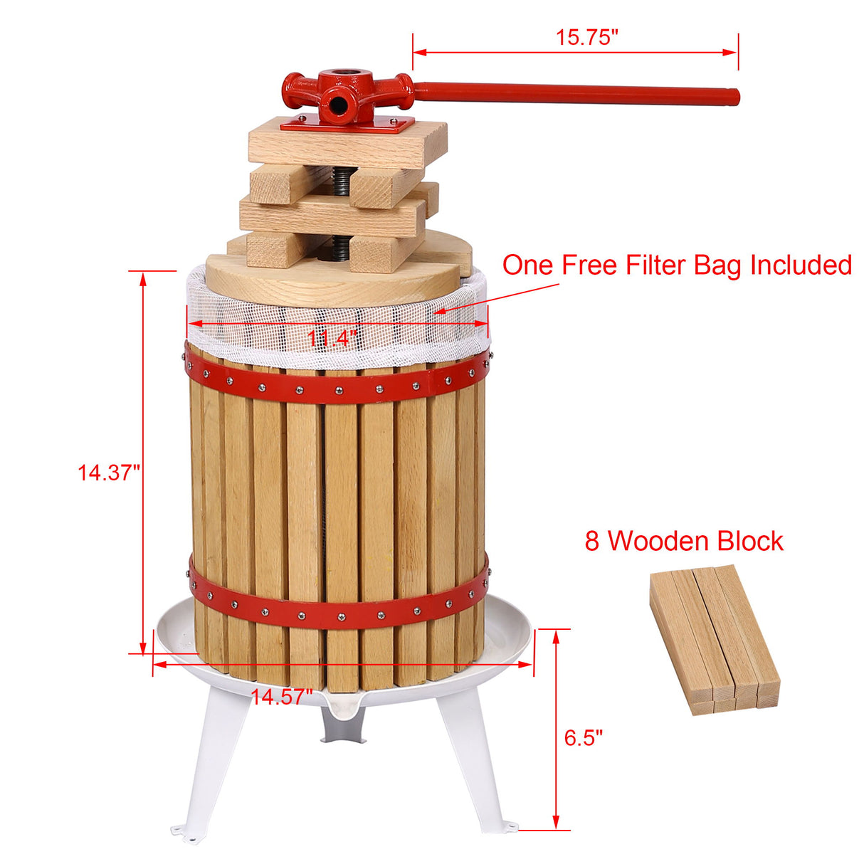 Manual Juice Maker Fruit Wine Press And Crusher With Filter Bag For Apple, Grape, And Berries - Green