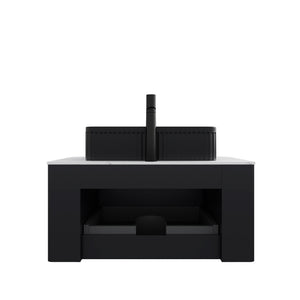 DINA 30" Bathroom Vanity & Sink, Floating Curved Edges Storage Cabinet