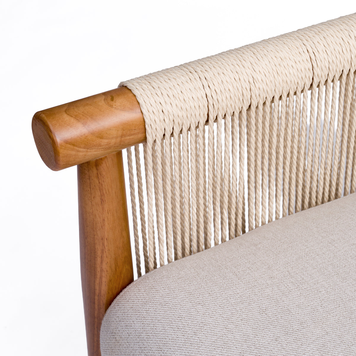 Accent Chair with Solid Hardwood Frame and Hand-Woven Paper Rope Arm