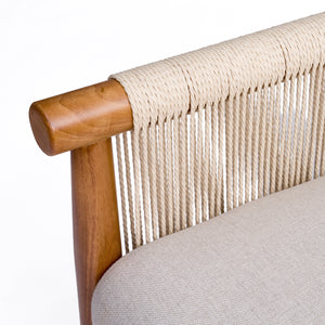 Accent Chair with Solid Hardwood Frame and Hand-Woven Paper Rope Arm