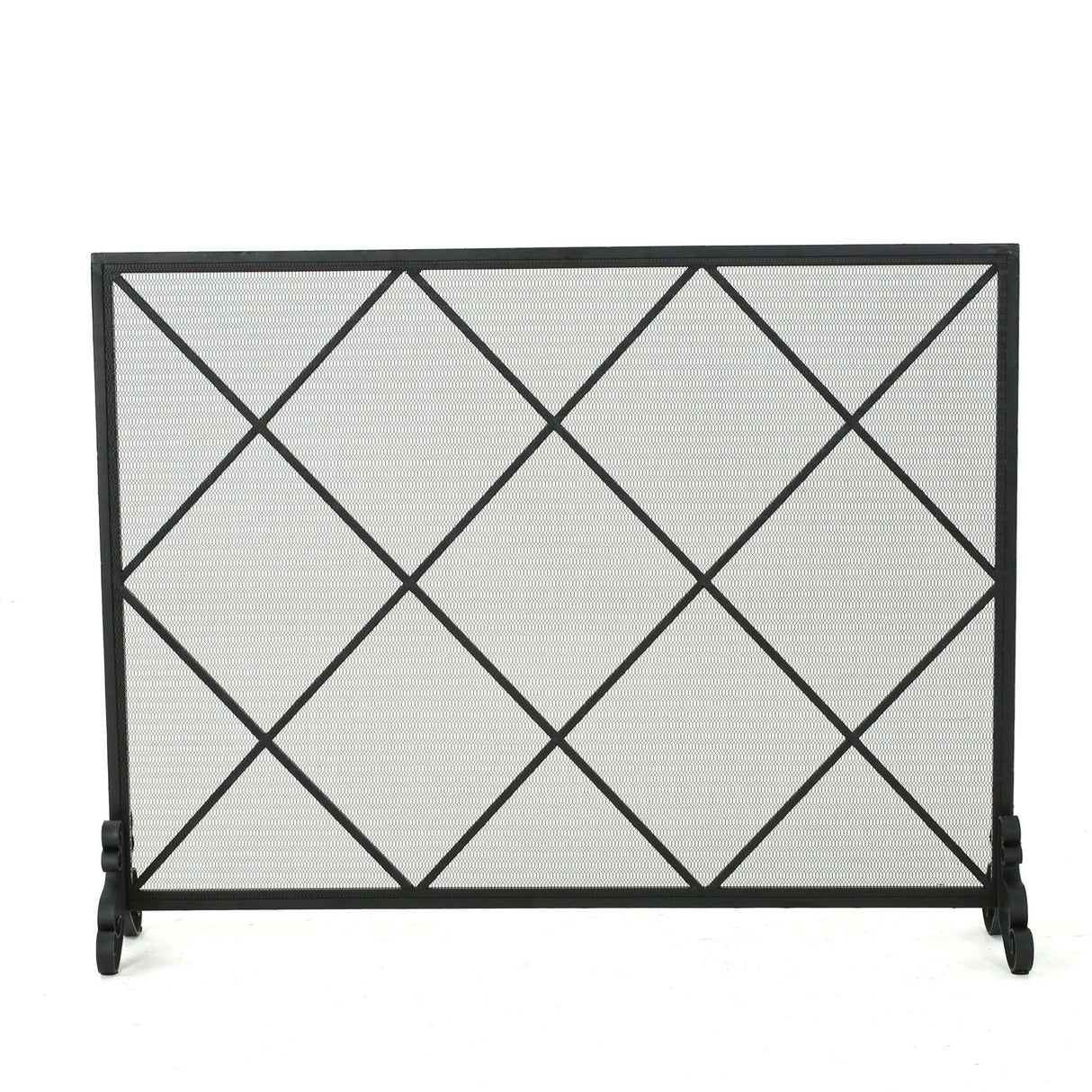 Minimalist Single Panel Iron Fireplace Screen With Diamond Design - Best Buy Furniture