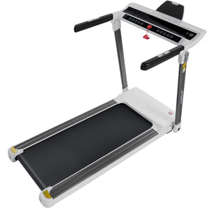 Portable Compact Treadmill, Electric Motorized 3.5Hp, 14Km / H, Medium Running Machine Motorised Gym 330Lbs, Foldable For Home Gym Fitness Workout Jogging Walking, Bluetooth Speaker App Fitime - White
