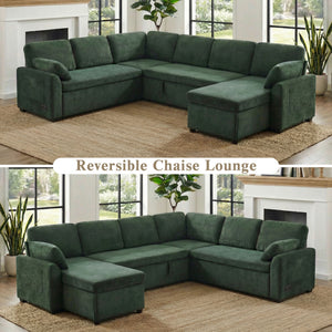 Convertible U-Shaped Sectional Sofa Bed With Reversible Chaise
