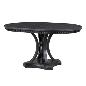 5 Piece Dining Set Extendable Round Table And 4 Chairs - Black / Oak