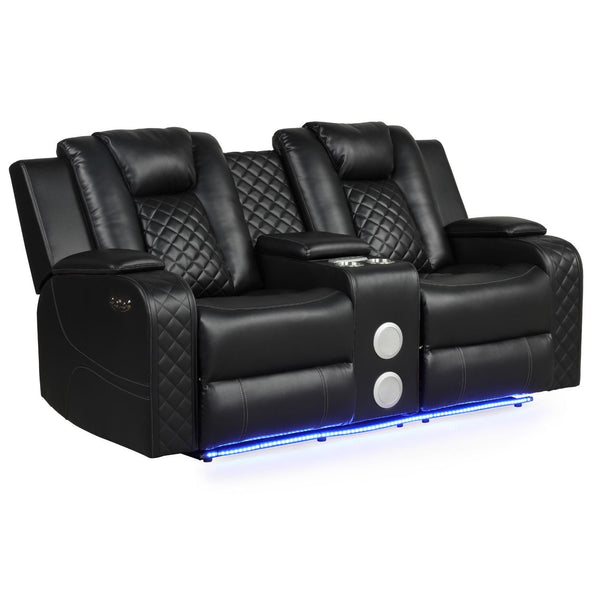 Benz - Power Reclining Loveseat With LED Lighting And Built In USB