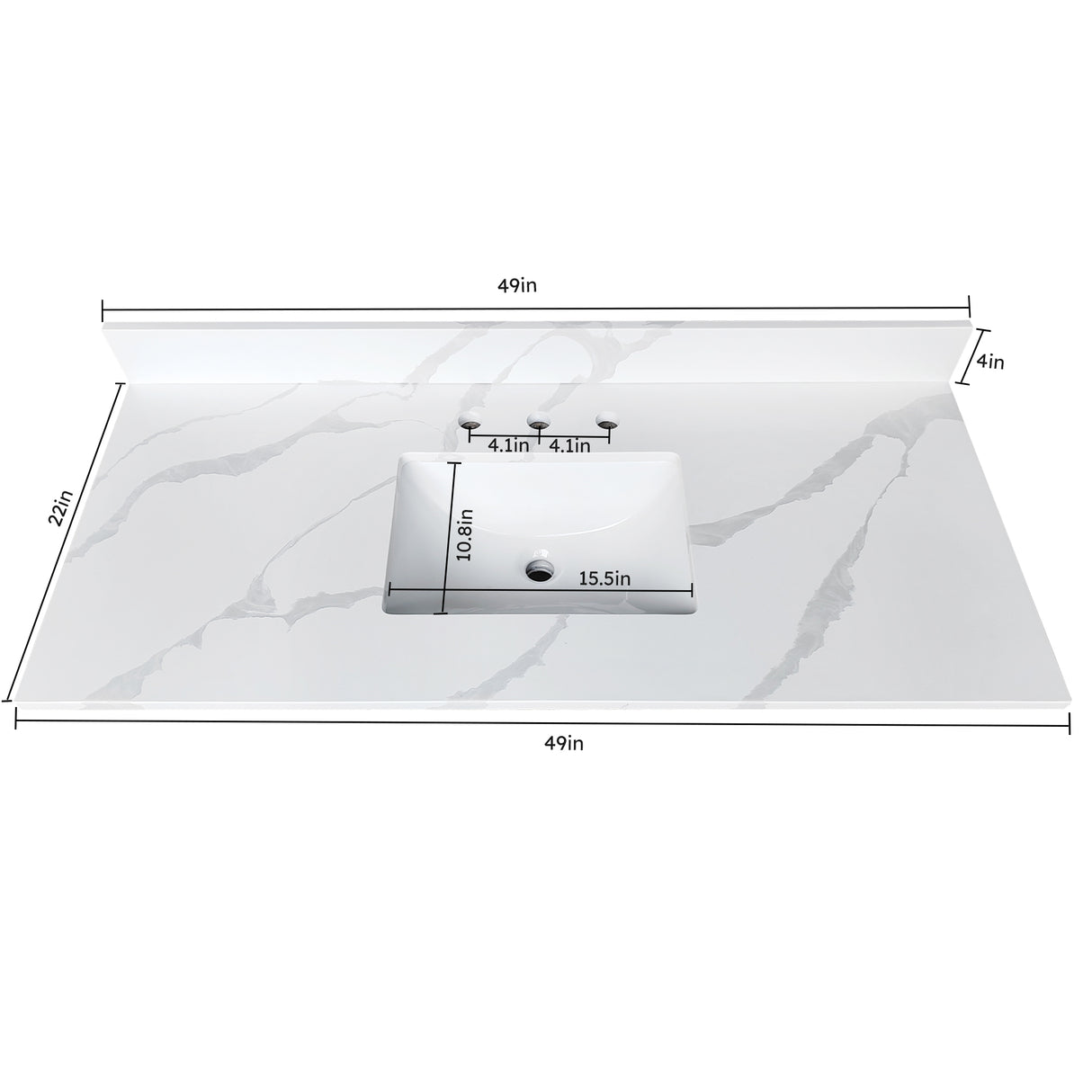 49-Inch Quartz Bathroom Vanity Top