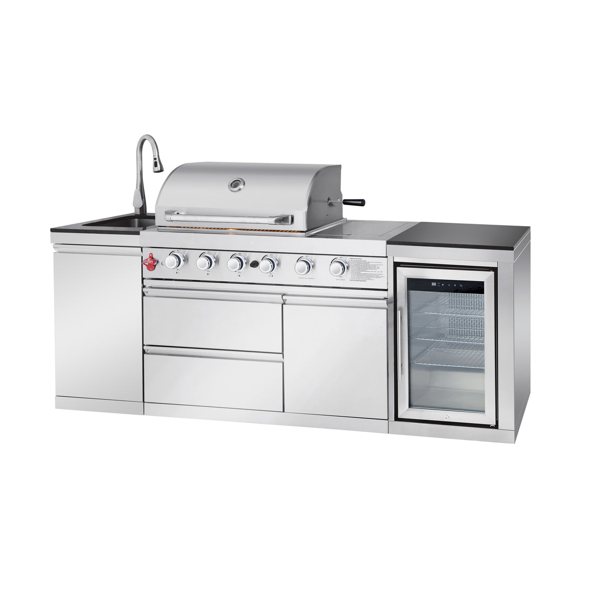 Outdoor Kitchen Island 85.2 Inch 4+1 Burner Propane Gas BBQ Grill 71500 BTU 304 Stainless Steel