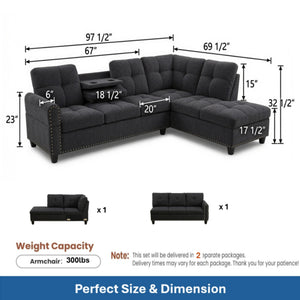 L-Shaped Sectional Sofa - 69.5" x 97.5"
