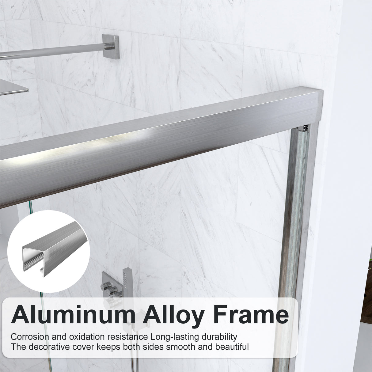 56-60"W x 60"H Semi-Frameless Double Sliding Shower Door