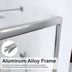 56-60"W x 60"H Semi-Frameless Double Sliding Shower Door