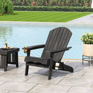 Zenithia - Outdoor Foldable Adirondack Chair With 2 Cup Holders - Best Buy Furniture