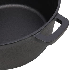 3 In 1 Pre-Seasoned Cast Iron Dutch Oven, Outdoor Camping Deep Pot, 5 Quart With Silicone Handles - Black