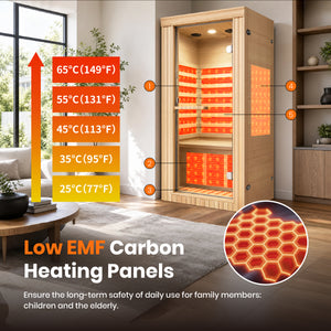 1020W Canadian Hemlock Single Mini Far Infrared Sauna Room