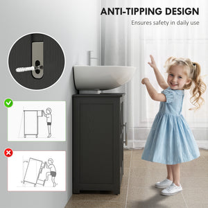 Pedestal Sink Storage Cabinet with 2 Barn Doors and Adjustable Shelf