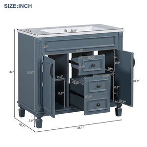 Bathroom Vanity With Top Sink, Mirror Cabinet, 2 Soft Closing Doors & 2 Drawers