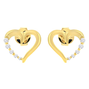 14K Yellow Gold 1/8 Cttw Diamond Journey Heart Hoop Earrings (K-L Color, I1-I2 Clarity)