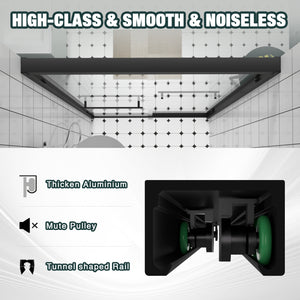 Aluminum Frame Double Sliding Shower Door - Bypass Bathroom Door