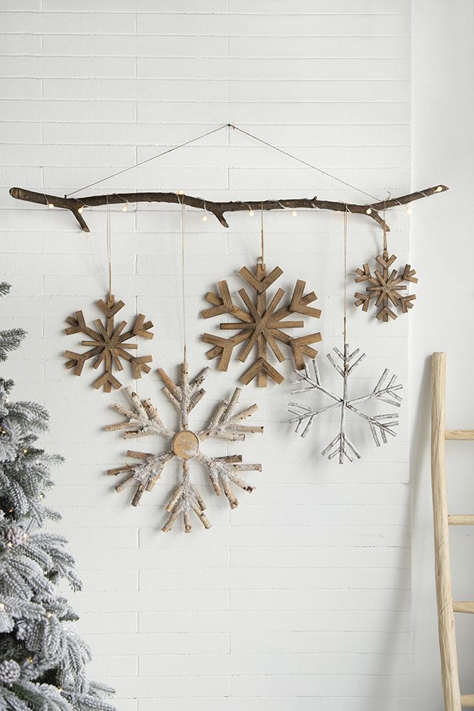 17.7" x 17.7" Large Fir Wood Snowflake Ornaments - Set of 2